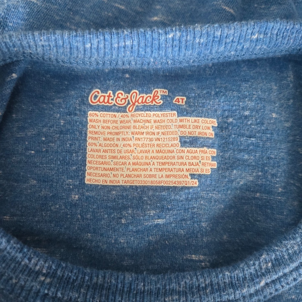Cat and Jack Boys Blue Striped Pocket Tee Shirt Size 4T - Picture 4 of 4